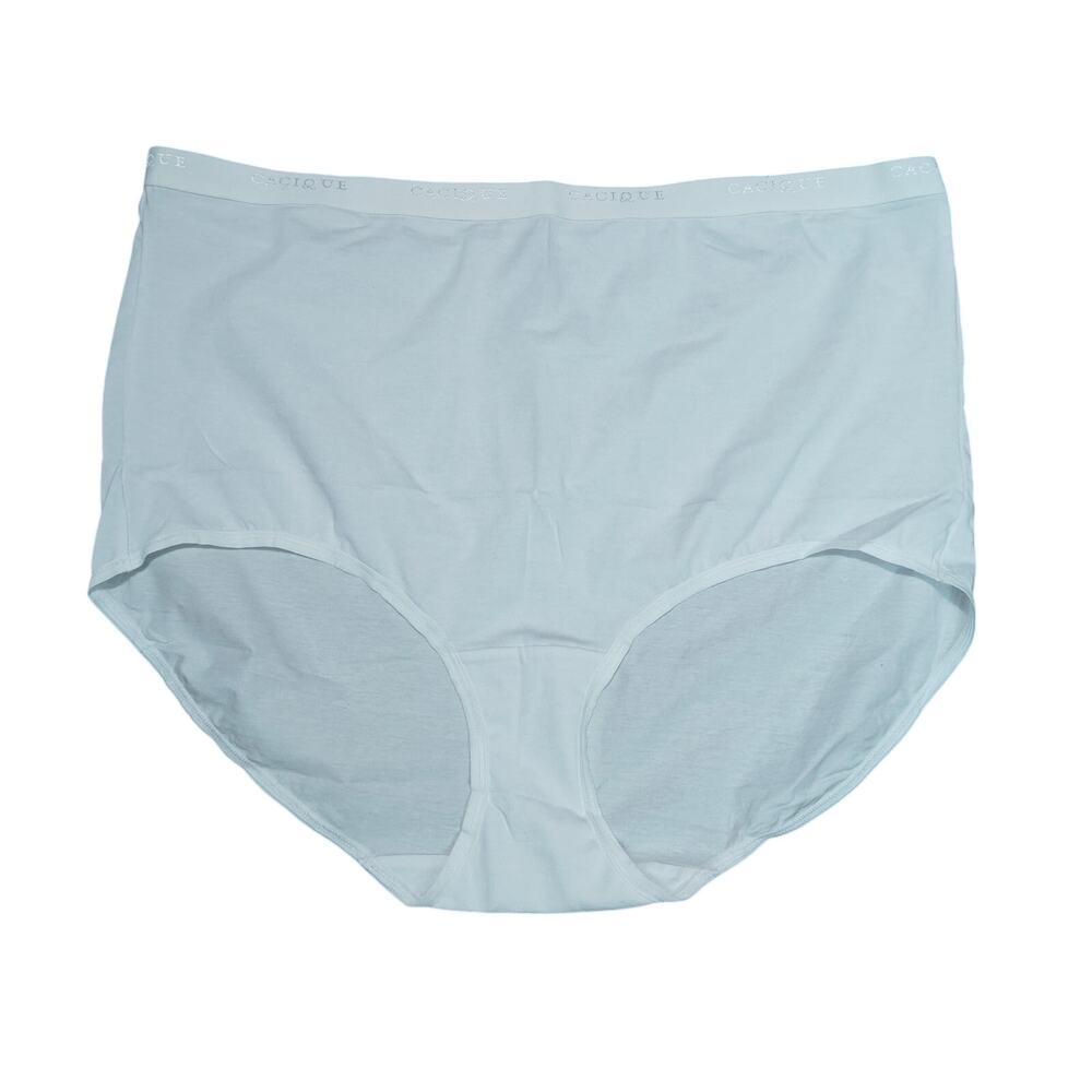 Cacique Cotton High-Waist Brief Panty Solid White Womens Plus Size 26/28